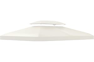 HOMCOM Toit de Remplacement pour Gazebo de Jardin Toile de Rechange pour Pavillon Tonnelle Tente Polyester Haute Densité Imperméabilisé 180 g/m² 3 x 4 m crème