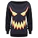 Produktbild OdeJoy Halloween Damen Langeärmel Kürbis Grimasse Sweatshirt O Ausschnitt Langarmshirts Gedruckt Persönlichkeit Casual Polyester Oberteile Lose Tops Bodenbildung Hemd (Schwarz,XL)