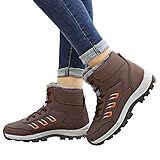 TianWlio Boots Stiefel Schuhe Stiefeletten Frauen Herbst Winter Freizeit im Freien Halten Warmen Sportschuh Flache Dicke Untere Schnee Schuhe Weihnachten Braun 37