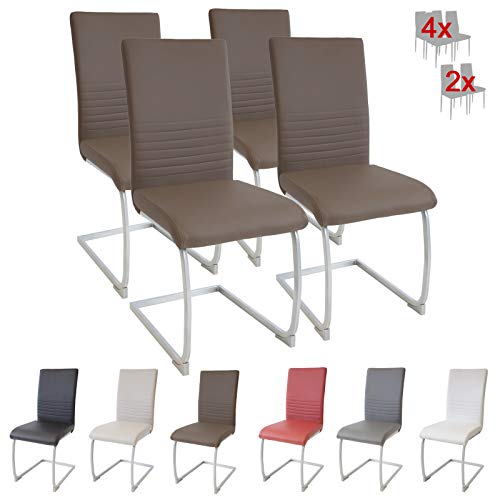 Albatros Freischwinger MURANO, 4-er Set Braun, SGS geprüft, Esszimmerstühle