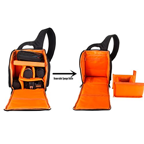 Sac en Bandouli  re pour Appareils Photo Vosmep Housses    Rangement pour Cam  ra DSLR Reflex Num  riques de Marque Canon   Nikon   Sony - de Haute Qualit   en Polyester   Imperm  able   Professionel aussi pour Voyage Orange DC005
