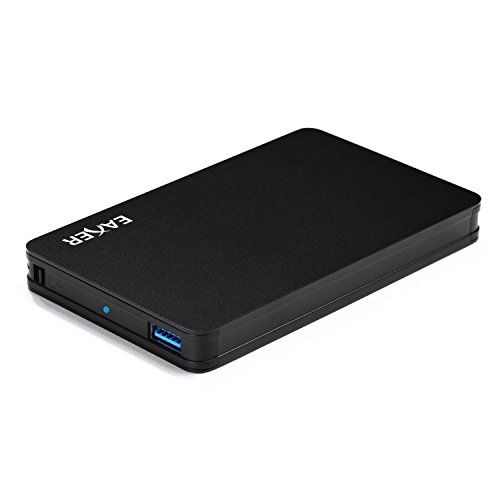 Eaxer Aluminium 2,5-Zoll USB 3.0 Externe Festplattengehäuse für 9.5mm und 7mm 2.5” SATA HDD/SSD, [Unterstützt UASP Optimierung für SATA III SSD]