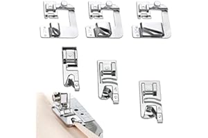 Cimown 3 Piedino Per Orlo Arrotolato,3 Piedino Orlatore Universale,4/8 '' 6/8 '' 8/8 '' e 3 Mm/4 Mm/ 6 Mm Piedino Per Macchina Cucire,Compatibile Con La Maggior Parte Delle Macchine Da Cucire