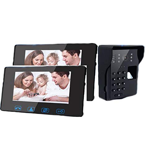 Preisvergleich Produktbild QZH Kabelgebundenes Intercom-Türklingelzugriffskontrolls... 7-Zoll-Video-Türklingel, 2 Innengeräte, Bewegungserkennung, Fingerabdruck- / Passwort-Freigabe für Zuhause