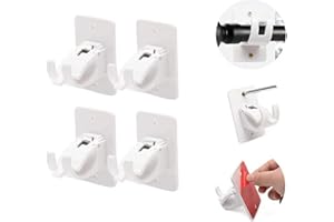 WOOPTOR Curtain Rod Bracket Holder,Self Adhesive Curtain Rod Holder Hooks fits Support Curtain 0.6'' to 1.5'' Curtain Rod,Curtain Rod Hooks with Screws for Bathroom,Bedroom,Livingroom,Kitchen (4 Pcs)