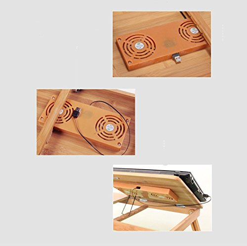 Corlorfulword 55 x 35 cm Laptoptisch Beistelltisch Knietisch Betttisch Notebook Lese Tisch aus Bambus – verstellbar Bambus (2F-55) - 2