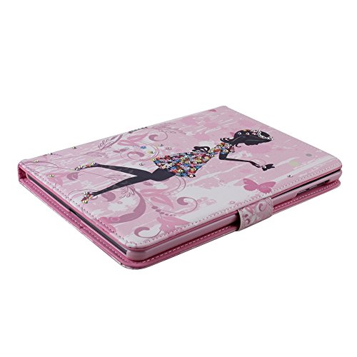 iPad mini Schutzhülle – Felfy Ultra Slim Flip Leather Case für / Apple iPad mini mini 2 mini 3 Tablet / Leder Hülle Etui Cover Handytasche / Bling Luxus Glitzer Glanz Steine Rhinetone Einfach Edel Fairy Fee Mädchen Girl Elf Blume Stil / 1x Rosa Flower Anti Dust Plug / 1x Pink Stylus - 3