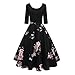 Produktbild Neun Vintage KleidYesmile Jahre Kleider Damen Polka Dots Solide Kappen Hülse Retro Vintage Sommerkleid Rot Sexy Party Picknick KleidRundhals Abendkleid Prom Swing Kleid (2XL, Schwarz-1)