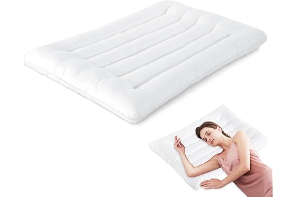 Wapasezyar Ultra tunt kudde, för att sova på rygg, ortopedisk kudde, höjd: 6,5 cm, tunn, för att lindra nackevärk, 80 x 40 cm