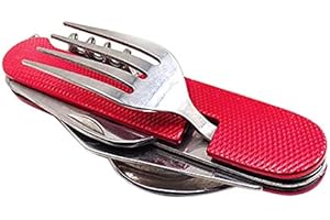 IROX Kit di posate pieghevoli in acciaio inossidabile Cucchiaio Forchetta Coltello Cavatappi Apribottiglie posate piccole portatili da viaggio e campeggio