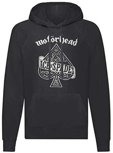 LaMAGLIERIA Felpa Unisex Motorhead Ace of Spades White Print - Felpa con Cappuccio, Nero