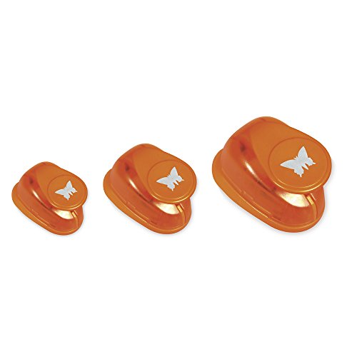 Rayher Motivstanzer Set Schmetterlinge: ø 1,6cm + ø 2,54cm + ø 3,81cm, geeignet für Papier/Karton bis zu 200g/m²