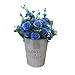 Produktbild TELLW Eisen Eimer Topf Dekoration Retro Do Old Art Mini Blumen Gerät Container Blumen Shop Blumen Vasen Big Blech Blume Fass, 3 Blue, 1 Set,H:17.5CM