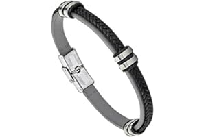 Lotus - LS1829-2/4 : Męska bransoletka skórzana i stalowa - szara i czarna