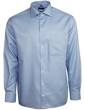 Eterna Herrenhemd Langarm Comfort Fit Blau strukturiert Businesshemd Hemd Freizeit Hemden Bügelfrei Baumwolle...
