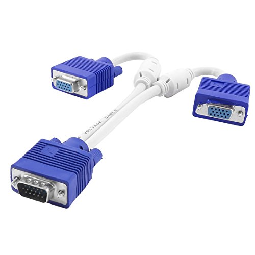 maennlich VGA zum weiblichen VGA Doppel Kabel - SODIAL(R)15-Pin-Stecker VGA 25,4 cm zum weiblichen 15 Pin VGA Doppel Kabel - Blau / Weiss