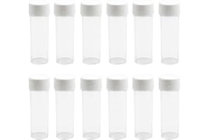 VASANA Lot de 12 flacons vides réutilisables en plastique transparent 25 ml avec bouchon à visser blanc