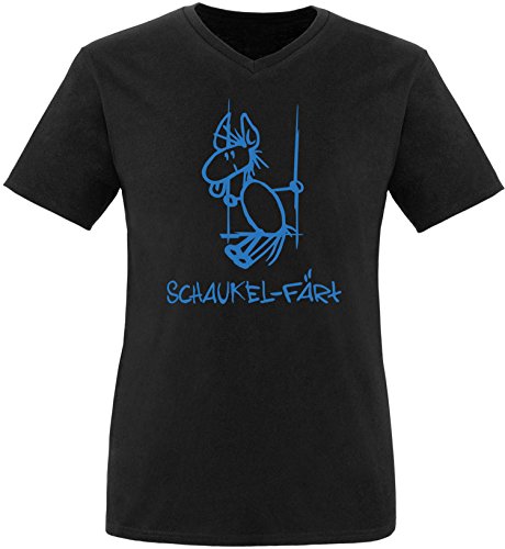 ezyshirt Schaukel Färt Herren V-Neck T-Shirt Schwarz/Blau