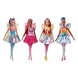 barbie hada sirena Barbie muñeca hada de 30 cm, vestida con una falda de tutú de colores vivos, corsé y unas alas de mariposa, con una diadema de hada y zapatitos de danza