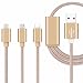 Produktbild ONX3 (Gold) Premium-Qualität 1 Meter Länge 3 in 1 Mehrere USB-Ladekabel High-Speed-Nylon Geflochten mit Typ C / 8 Pin Lighting / Micro USB-Anschluss für Samsung Galaxy S5 / S5 Neo / S5 (octa-core) / S5 Duos / S5 Plus / S5 LTE-A G901F / S5 LTE-A G906S / S5 CDMA