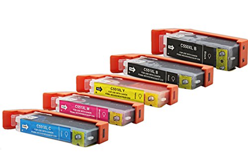 Preisvergleich Produktbild 5 kompatible Reinigungspatronen MIT CHIP ersetzen Canon PGI-550 CLI-551