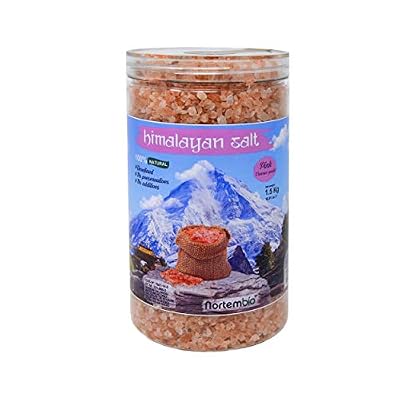 Nortembio Sel Rose de l’Himalaya 1,5 Kg. Gros (2-5 mm). 100% Naturels. sans Affiner. sans Conservateurs. Extraits á la Main. Qualité Premium.
