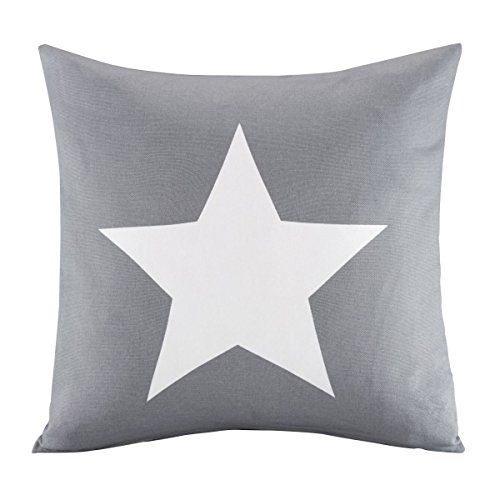 miaVILLA Kissenhülle Pastell Star Kissenbezug Stern Baumwolle Grau 40 x 40