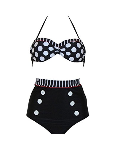 BYD Mujeres Bikinis Conjuntos Push Up Bañador Lunares Impresión Cint