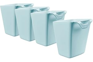 RIKYO Paquete de 4 soportes para colgar tazas,accesorios para carrito de ruedas,10,75 x 10,9 cm,contenedores para colgar cubos,soporte para lápices de maquillaje, contenedor de cocina colgante (azul)