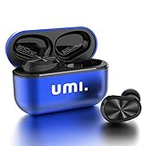 UMI. Essentials - Écouteurs Intra-Auriculaires sans Fil W5s Bluetooth 5.0 TWS (True Wireless) pour iPhone Samsung Huawei avec boîtier de Charge breveté Intelligent en métal (Bleu)