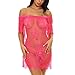 Produktbild Timogee Dessous Erotik Set Reizwäsche Damen 3/4 Ärmel Kalte Schulter Transparenter Spitze Nachtwäsche Babydoll Unterwäsche Nightwear Negligee Spitze Blusen Lingerie Bikini Cover up (S, Pink)