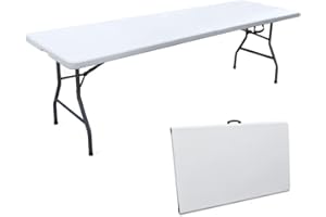 BERARDI | Tavolo pieghevole in resina bianca, 180x74x74 cm, portatile con maniglia, per sagra, campeggio, birreria, catering, casa, fiere