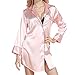 Produktbild Xinvision Damen Luxus Seide Lange Ärmel Nachtwäsche Pyjama Taste Umlegekragen Schlaf-Shirt Kleid Boyfriend Stil Bluse Top Plus Größe Lose Nightshirt Nachthemd für Frauen