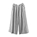 Produktbild ODJOY-FAN Damen Streifen Große Größe Lose Flachs Hose Übergröße Beiläufig Harem Hose Lose Breit Beine Langehose Persönlichkeit Sport Yogahose Einfarbig 9 Punkte Trousers (Grau,2XL)