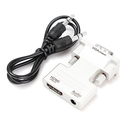 ONCHOICE( HDMI Buchse auf VGA Stecker ) 1080P HDMI zu VGA Konverter Adapter Box Audio Port VGA Verlängerungskabel Mini USB Energien Kabel 3,5 mm Audio Kabel Weiß - 2