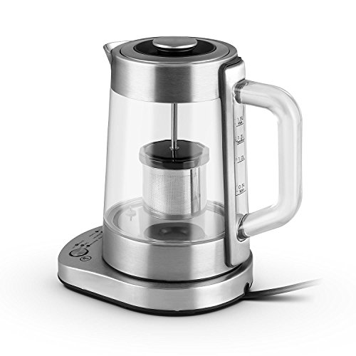 Klarstein • Assam Express 2-in-1 • Wasserkocher • Teekocher • Edelstahl-Sieb • bis zu 1,5 Liter • 1500 Watt • kabellos • einstellbare Temperatur • Cool-Touch-Griff • Basisstation mit Kabelaufwicklung • Trockengehschutz • Abschaltautomatik • silber - 7