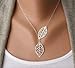 Produktbild GMZTT Halskette High-end Temperament Halskette Nette Doppel Ahorn Anhänger Halskette Frauen Büro Frauen Doppelblatt Schmuck Ahornblatt   Silber