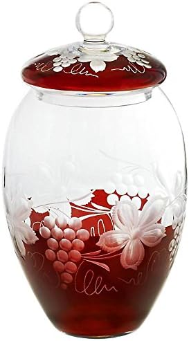 Candy Jar, Biscotti Jar, Sweets Box "RED GRAPES" H=24cm, high quality glass, handmade, modern style (GERMAN CRYSTAL powered by CRISTALICA)