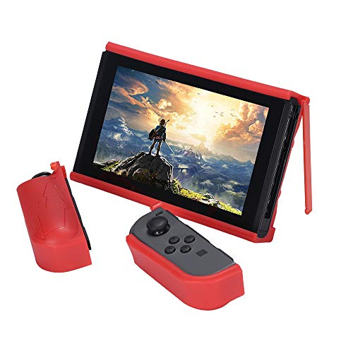 AIXMEET Etui Détachable Suprême pour Nintendo Switch avec Etui Entièrement Enfermé | Protection Détachable pour Joy-Con | Béquille Verticale Solide | TPU de Qualité (Rouge)