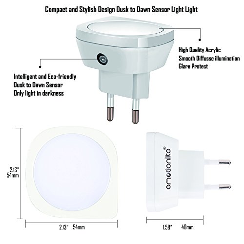 Emotionlite 2 Stück Plug in LED Nachtlicht mit Dämmerungssensor Kinder Nachtlicht Sehr gut für Kinderschlafzimmer Badezimmer Flur Treppenaufgang Korridor Schrank oder ein dunkles Zimmer Warmes weißes 2700 K Energiesparpaket - 3