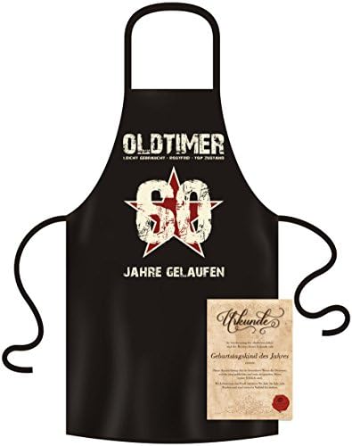 Soreso Design Barbecue Apron 60 Birthday Gift Colour: Black Oldtimer 60:-Birthday Gifts for Men + Certificate
