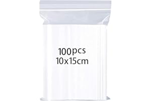 VOLSHA 100 Grip Seal Bags, Small Clear Plastic Bags, Resealable Storage Pouches, Poly Zip Lock Bags, Perfect for Kitchen Storage, Jewellery, Diamond Painting, Small Cookies and Sweets (10x15cm)