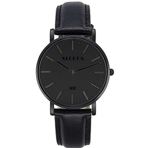 XLORDX Classic Herren Damen All Black Quarz Armbanduhr Elegant Quarzuhr Uhr Modisch Zeitloses Design Klassisch Schwarz Leder XLORDX Classic Herren Damen All Black Quarz Armbanduhr Elegant Quarzuhr Uhr Modisch Zeitloses Design Klassisch Schwarz Leder