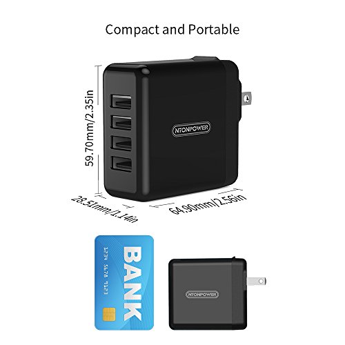 USB Ladegerät Wand Ladeadapter 5V / 2.4 4-Port USB mit IC Technologie und Reiseadapter US,AUS,UK,EU für iPhone / iPad / iPod und Android Windows Phone / Tablet -Schwarz - 3