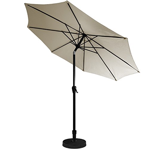 WOHAGA® Kurbelschirm Sonnenschirm Ø3m Gartenschirm Aluminium Kurbelschirm Sonnenschutz Marktschirm / Taupe - 3