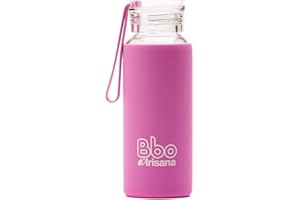 BBO IRISANA Irisana - Botella de Agua - Garrafa Deportiva de Cristal con Asa para Gimnasio - Borosilicato y Silicona - Colección Bbo