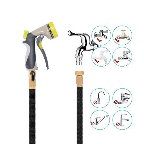 Gartenschlauch, Bewässungsschlauch Wasserschlauch mit Zink legierter Metalldüse (Schwarz) - 7