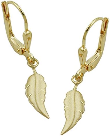 Leverback Earrings 431081 - Leaf Matte Finished 8ct Gold