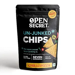 Open Secret Unjunked Chilli Pizza Supergrain Chips - 16 On-the-go packs - No Added Maida | Baked | Healthy & Tasty Snacks Food for Kids, Adults & Family | Rich in Protein | Diet Snack Combo Pack