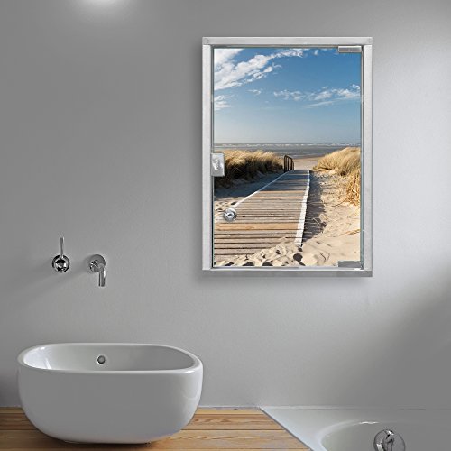 Medizinschrank groß Edelstahl abschließbar 30x45x12cm Arzneischrank Medikamentenschrank Hausapotheke Erste Hilfe Schrank Motiv Dünen - 4